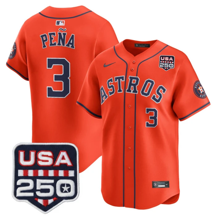 Jeremy Pena Jersey #3 Houston Astros 250 USA Patch Limited Stitched by My Store