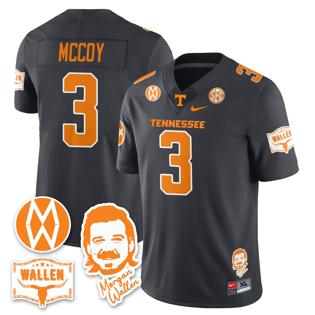 Jermod McCoy Jersey #3 Tennessee Vols Morgan Wallen 2025 Stitched Gray by My Store