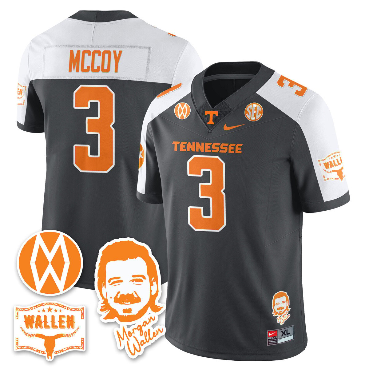 Jermod McCoy Jersey #3 Tennessee Vols Morgan Wallen 2025 Stitched Gray Alter by My Store