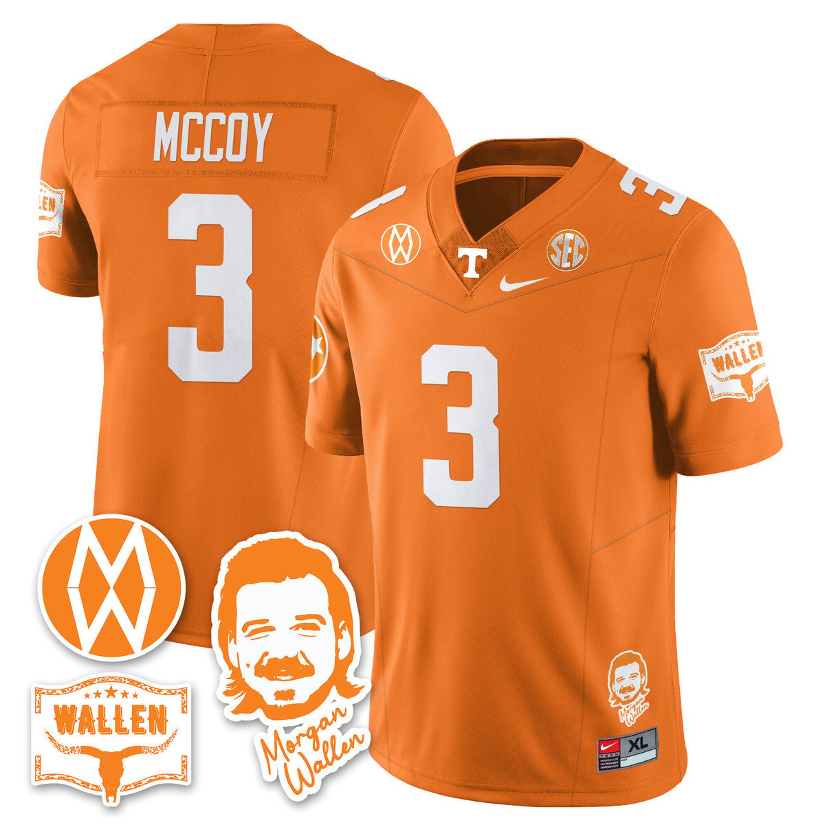 Jermod McCoy Jersey #3 Tennessee Vols Morgan Wallen 2025 Stitched Orange by My Store