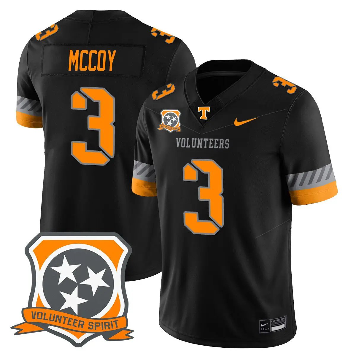 Jermod McCoy Jersey #3 Tennessee Volunteers 2025 Spirit Stitched Black by NCAA Football Jersey