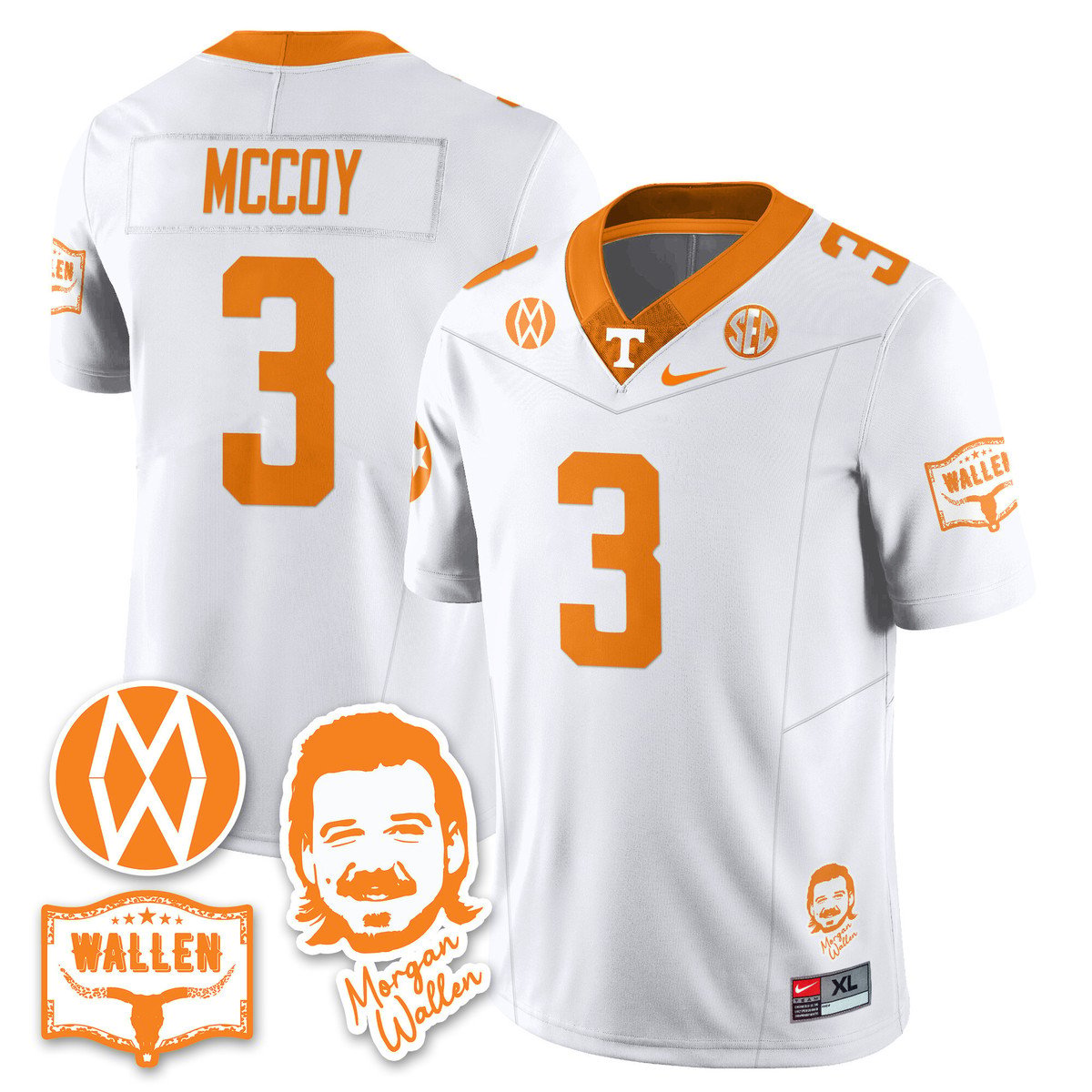 Jermod McCoy Jersey #3 Tennessee Vols Morgan Wallen 2025 Stitched by My Store NCAA Football Jerseys