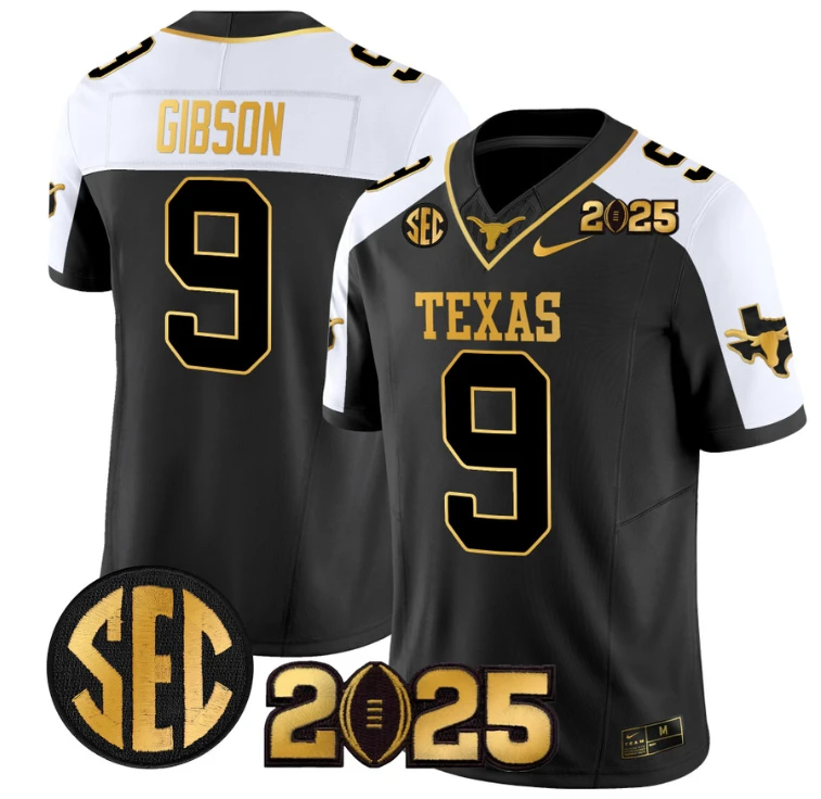 Jerrick Gibson Jersey #9 Texas Longhorns 2025 CFP Final Patch Alternate by NCAA Football Jersey