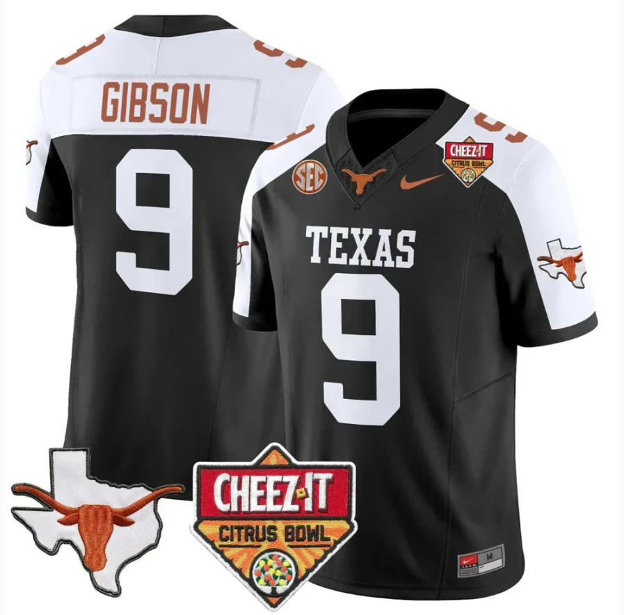 Jerrick Gibson Jersey #9 Texas Longhorns 2025 State Map Citrus Bowl Stitched by My Store NCAA Football Jerseys