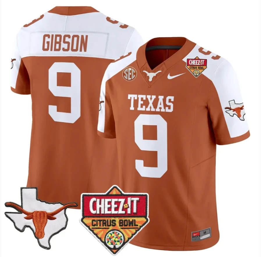 Jerrick Gibson Jersey #9 Texas Longhorns 2025 State Map Citrus Bowl Stitched by My Store NCAA Football Jerseys