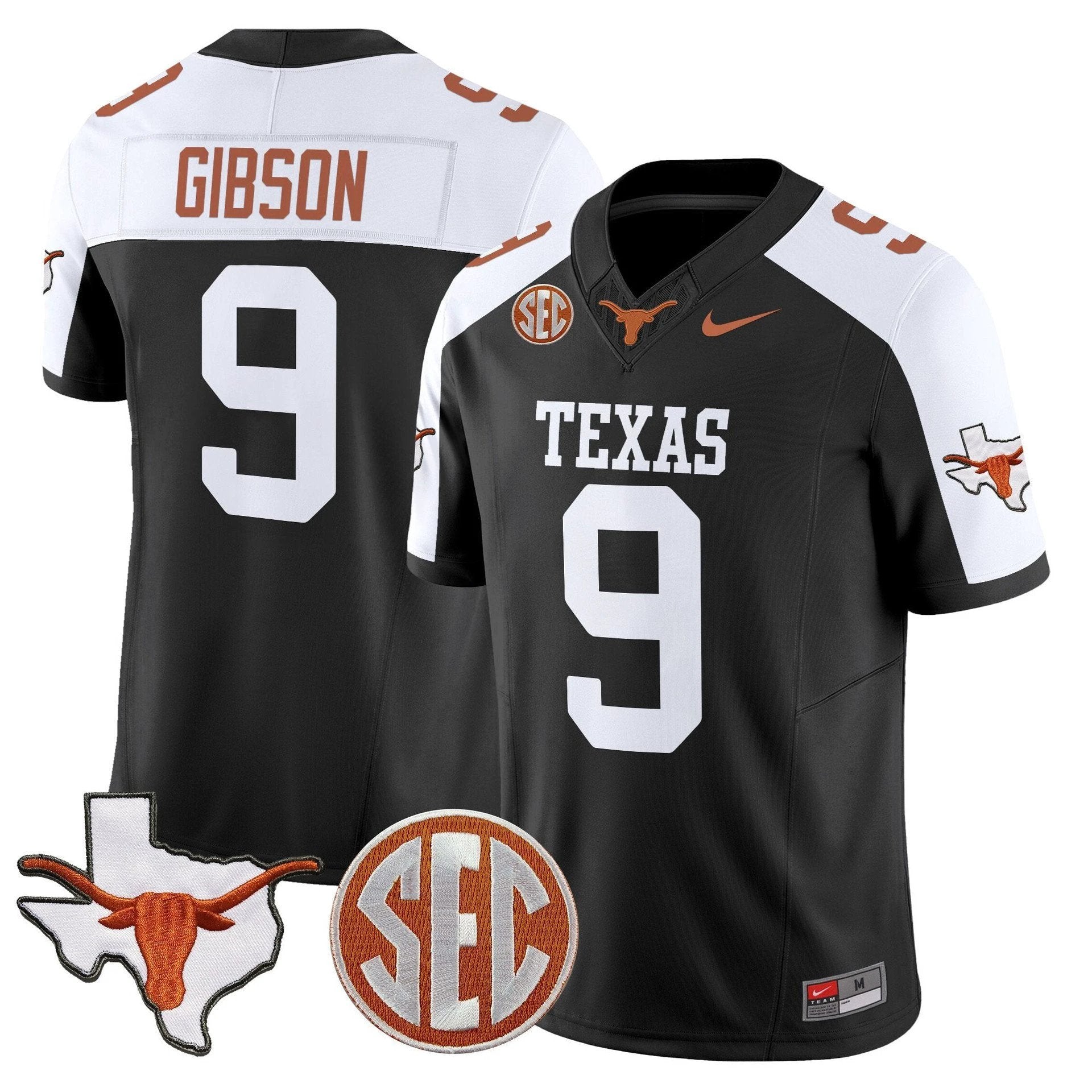 Jerrick Gibson Jersey #9 Texas Longhorns 2025 State Map SEC Patch by My Store NCAA Football Jerseys