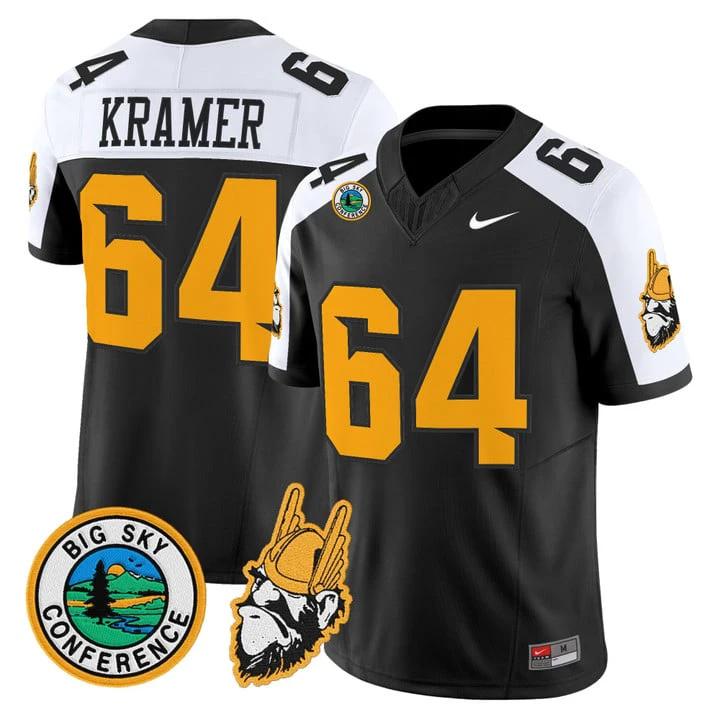 Jerry Kramer Jersey #64 Idaho Vandals 1975 Throwback Limited Stitched Black Alter by My Store NCAA Football Jerseys