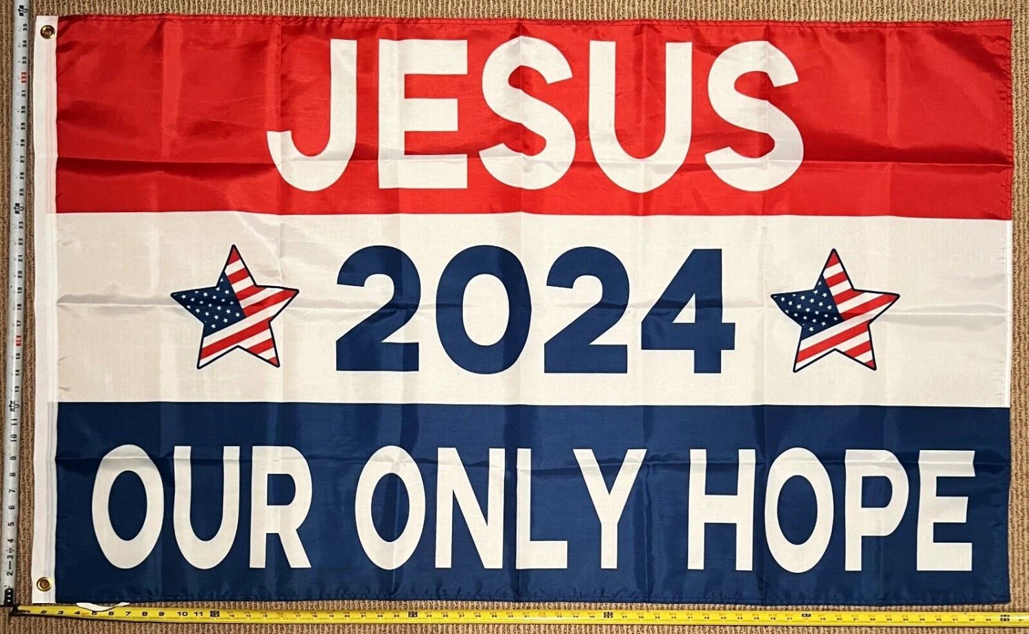Jesus 2024 OH Lord Love Religion Christian God USA Poster Sign 3x5ft by flagsjustdoit
