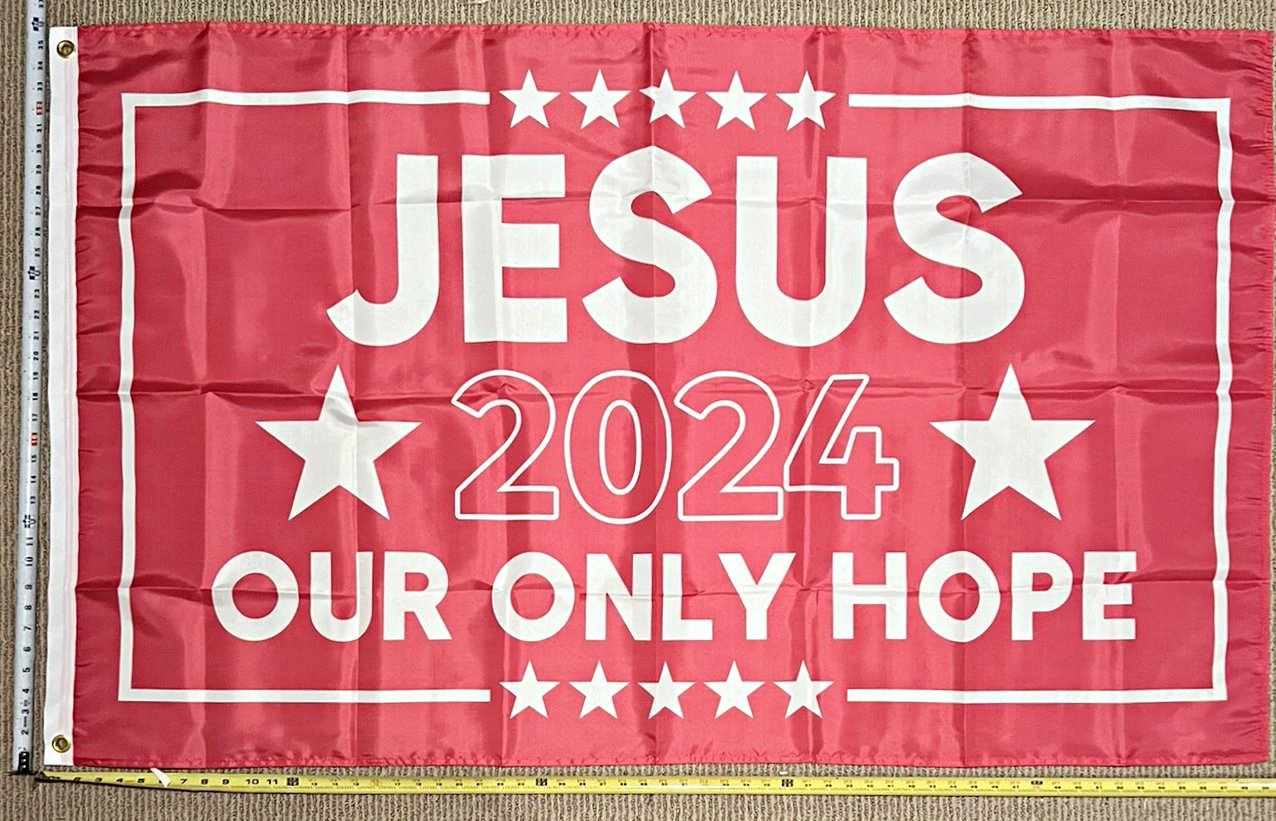 Jesus Flag 2024 Dorm Love Religion Christians God Saves Sign 3x5' by flagsjustdoit