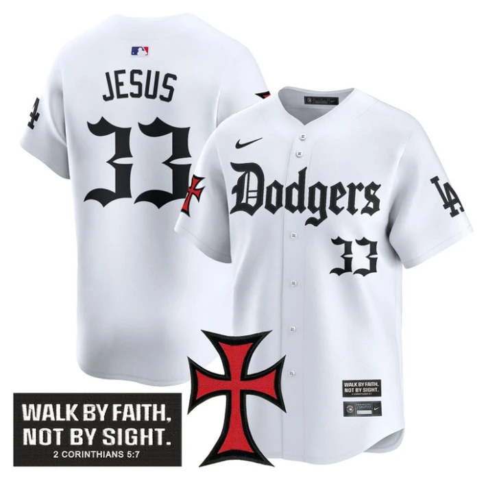 Jesus Jersey #33 Dodgers Faith Glory Edition Vapor Premier Limited Stitched White by My Store