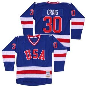 Jim Craig #30 Team Usa Miracle On Ice Hockey Jersey Blue by Hockey David
