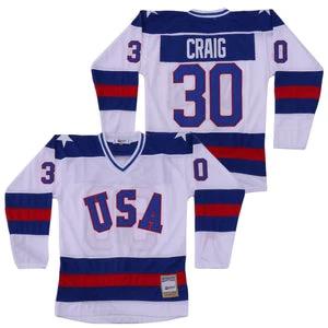 Jim Craig #30 Team Usa Miracle On Ice Hockey Jersey White by Hockey David