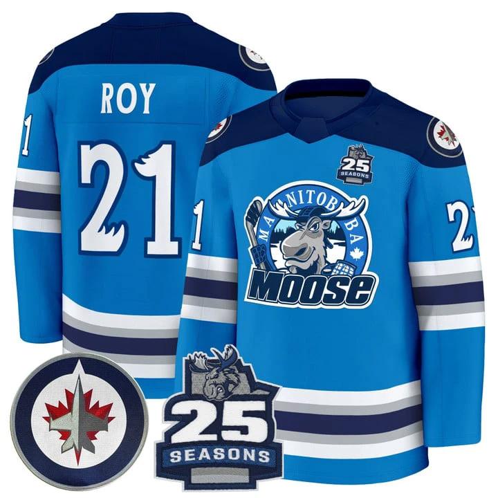 Jimmy Roy Jersey #21 Manitoba Moose 2025 Premium All Stitched by Hockey David