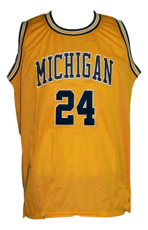 Jimmy King Jersey #24 Michigan College Retro Basketball Sewn Gold by My store basketball