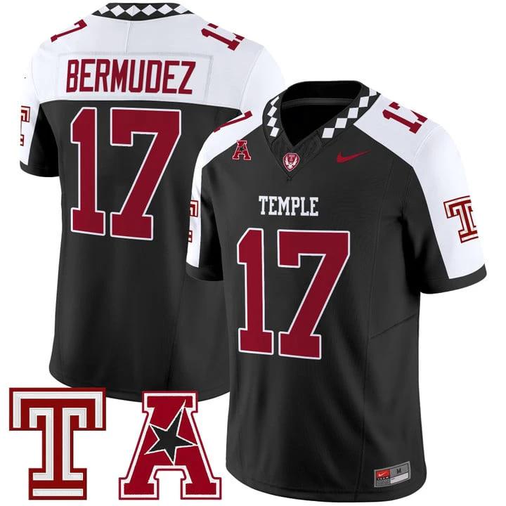 JoJo Bermudez Jersey #17 Temple Owls 2025 Vapor Limited Stitched by My Store NCAA Football Jerseys