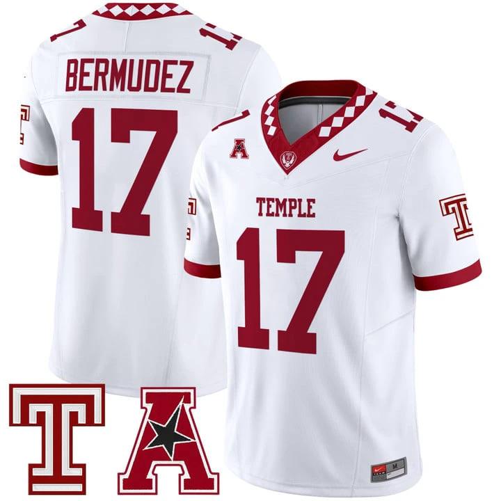 JoJo Bermudez Jersey #17 Temple Owls 2025 Vapor Limited Stitched by My Store NCAA Football Jerseys