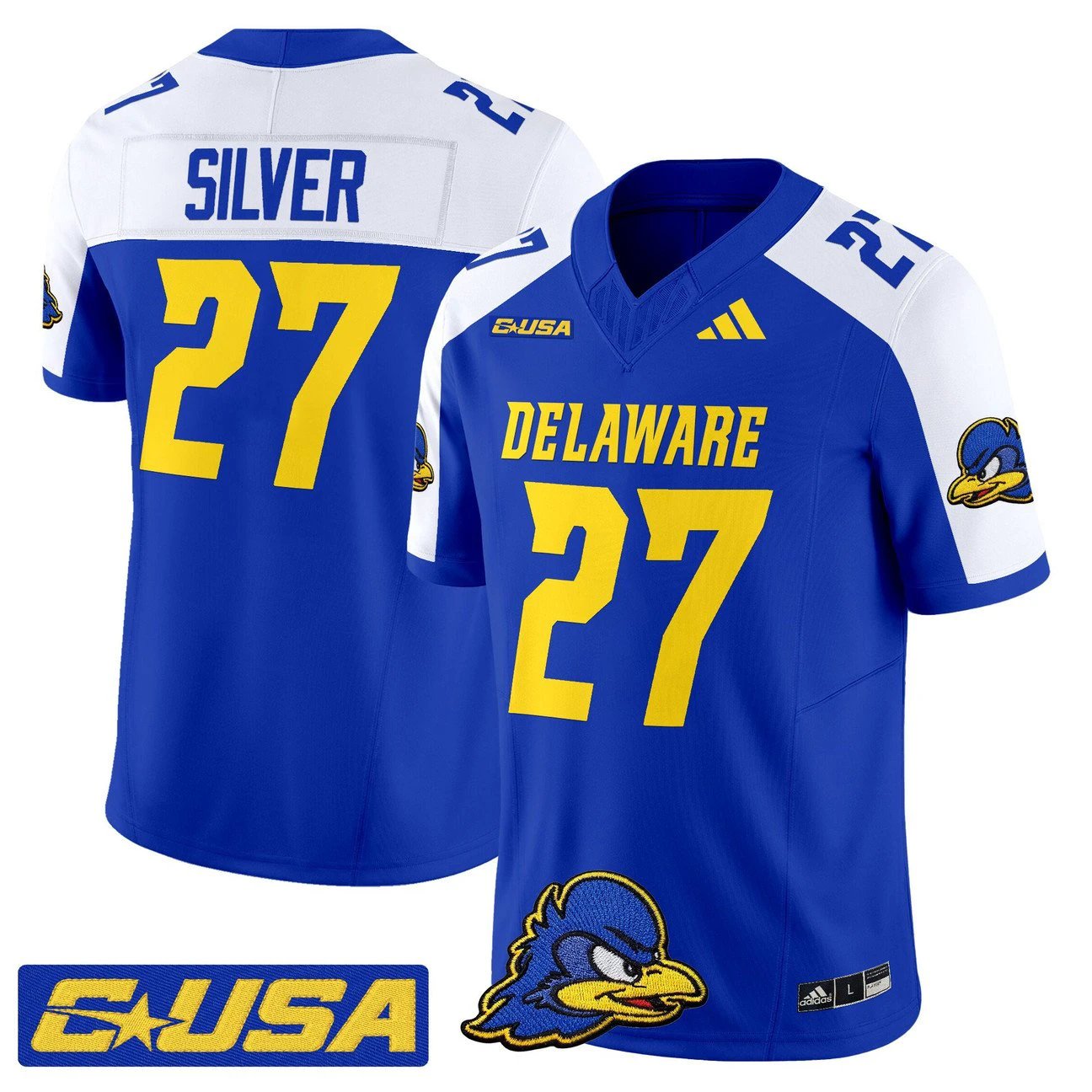 Jo Silver Jersey #27 Delaware Blue Hens 2025 Vapor Limited Stitched by My Store NCAA Football Jerseys