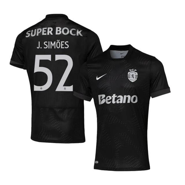 João Simões 52 Sporting CP 2025-26 Away Match Jersey – Black by Soccer Jersey