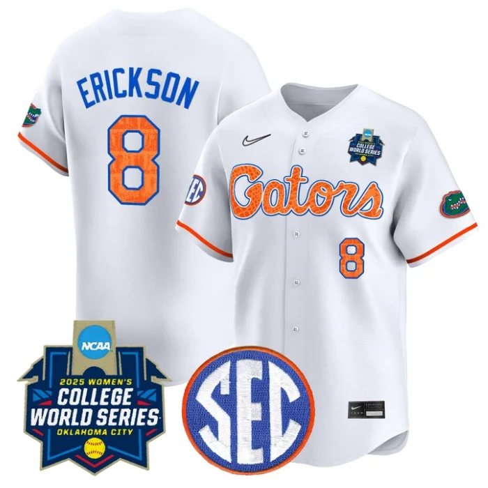 Jocelyn Erickson Jersey #8 Florida Gators Softball 2025 World Series Stitched White Limited by My Store