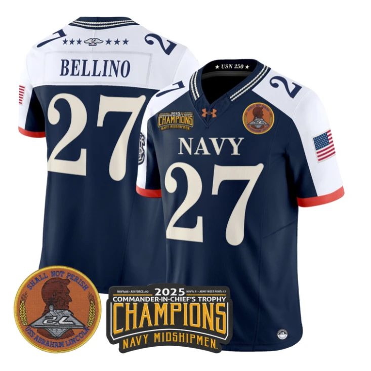 Joe Bellino Jersey #27 Navy Midshipmen 2025 Trophy Champions Stitched Navy Alternate by My Store NCAA Football Jerseys