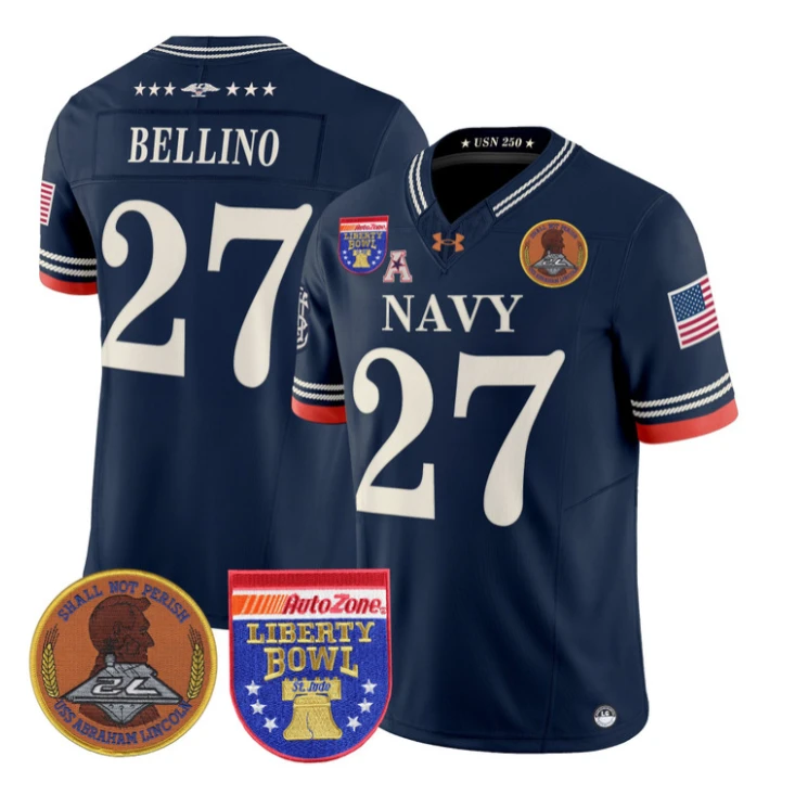 Joe Bellino Jersey #27 Navy Midshipmen 250th 2026 Liberty Bowl Stitched Navy by My Store NCAA Football Jerseys