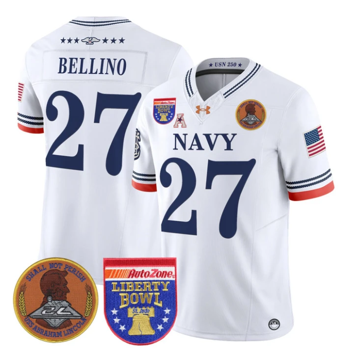 Joe Bellino Jersey #27 Navy Midshipmen 250th 2026 Liberty Bowl Stitched White by My Store NCAA Football Jerseys