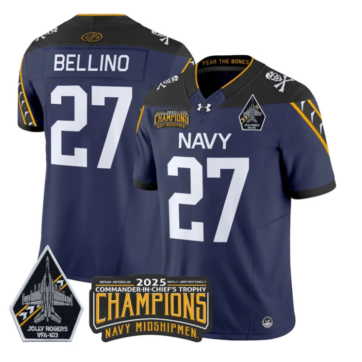 Joe Bellino Jersey #27 Navy Midshipmen Jolly Rogers 2025 Trophy Stitched Navy by My Store NCAA Football Jerseys