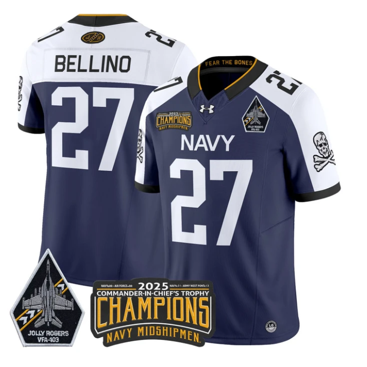 Joe Bellino Jersey #27 Navy Midshipmen Jolly Rogers 2025 Trophy Stitched Navy Alternate by My Store NCAA Football Jerseys