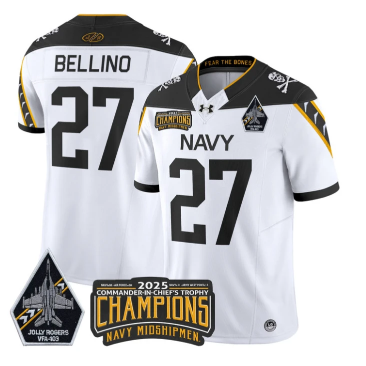 Joe Bellino Jersey #27 Navy Midshipmen Jolly Rogers 2025 Trophy Stitched White by My Store NCAA Football Jerseys