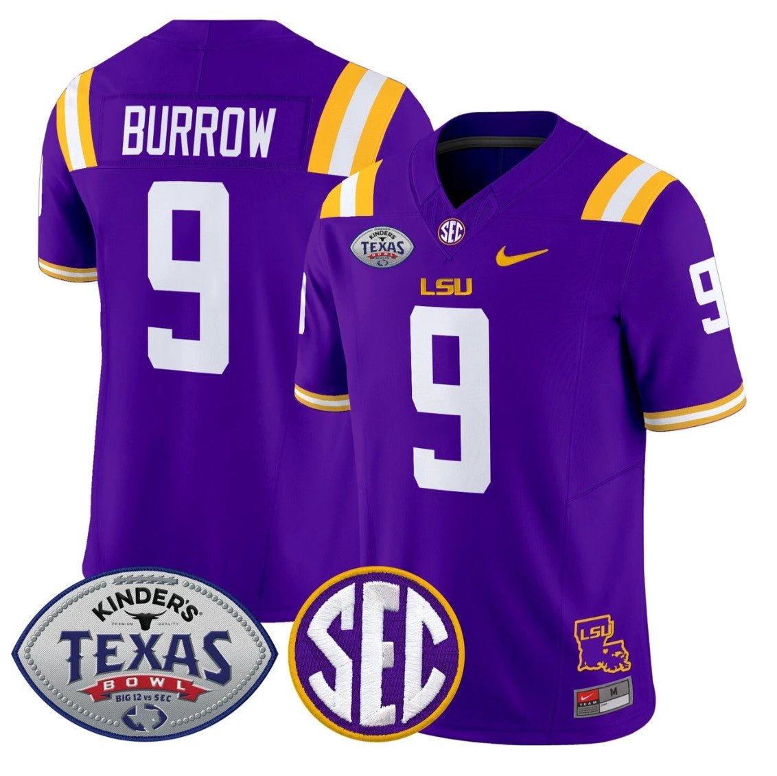 Joe Burrow Jersey #9 LSU Tigers 2025 Texas Bowl Limited Stitched Purple by NCAA Football Jersey