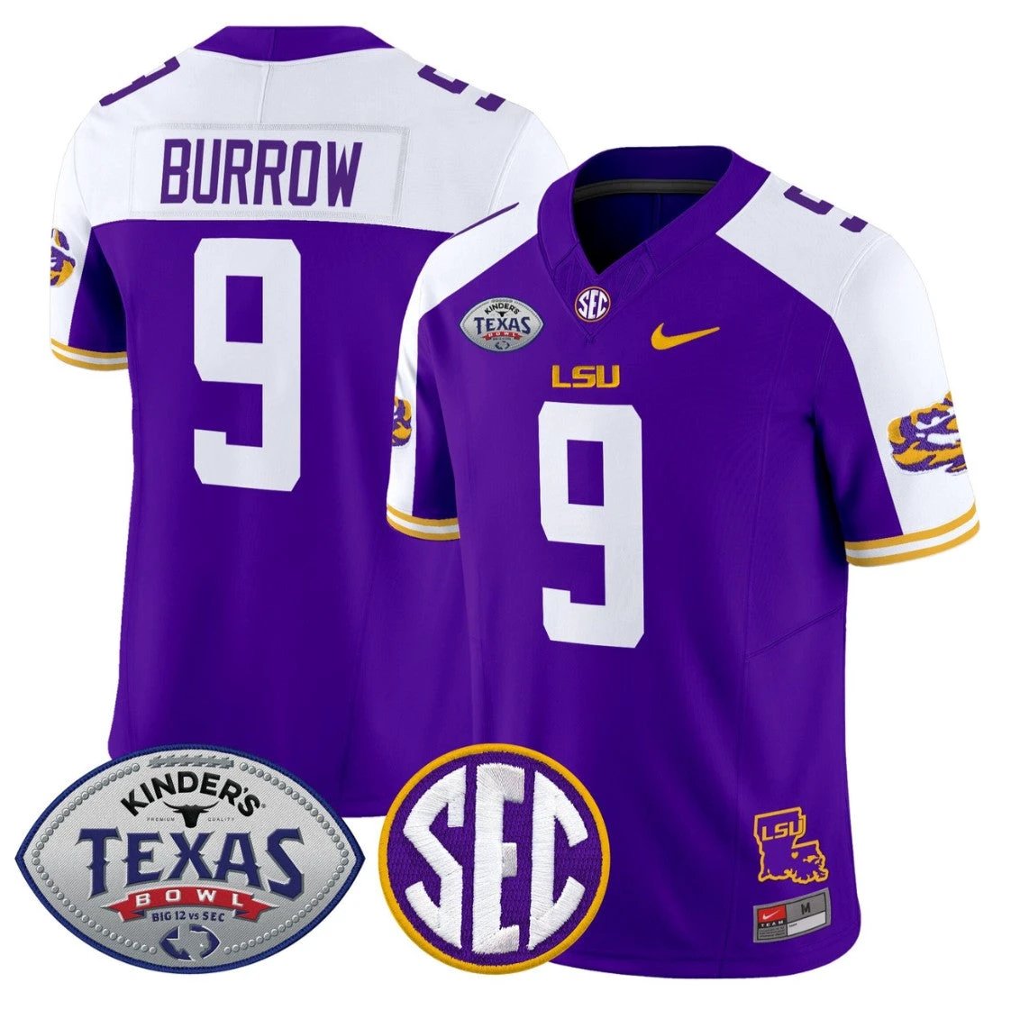 Joe Burrow Jersey #9 LSU Tigers 2025 Texas Bowl Limited Stitched Purple Alternate by NCAA Football Jersey