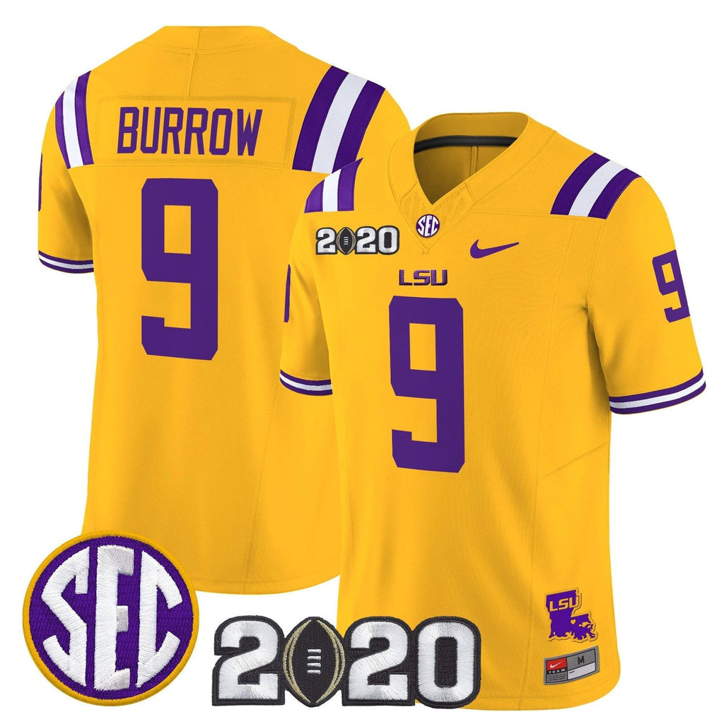 Joe Burrow Jersey #9 LSU Tigers 2020 National Champions Stitched Gold by My Store NCAA Football Jerseys