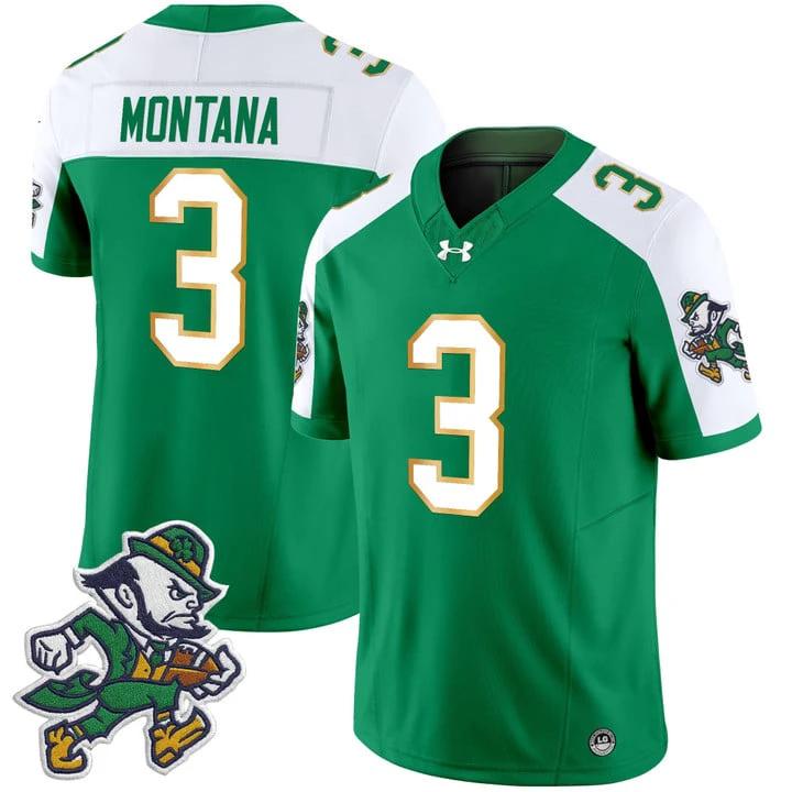 Joe Montana Jersey #3 Notre Dame 2025 Gridiron Leprechaun Edition Green Alter by My Store NCAA Football Jerseys