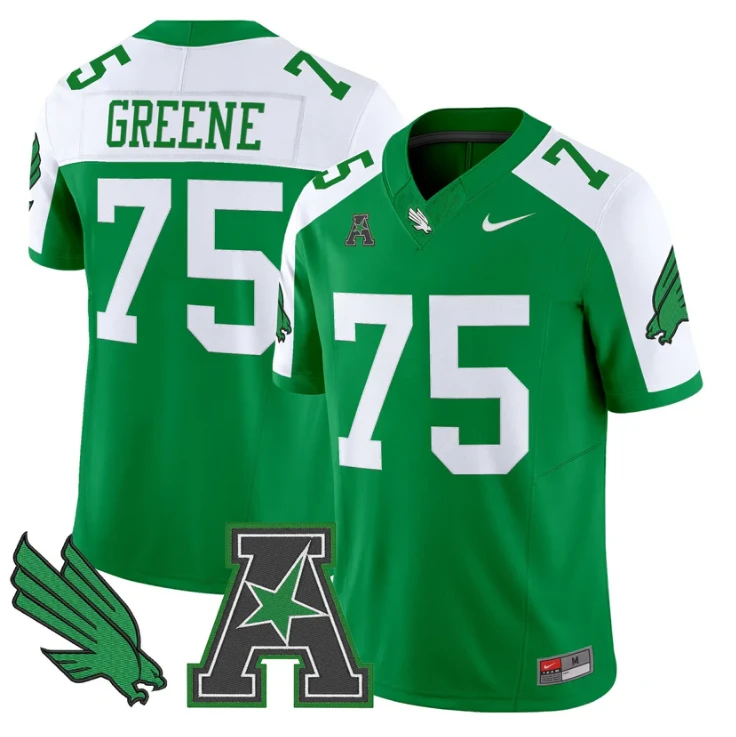 Joe Greene Jersey #75 North Texas Mean Green 2025 Vapor Stitched Green Alter by My Store NCAA Football Jerseys