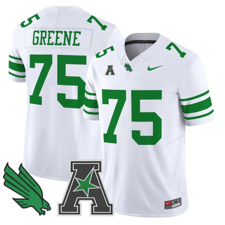 Joe Greene Jersey #75 North Texas Mean Green 2025 Vapor Stitched White by My Store NCAA Football Jerseys