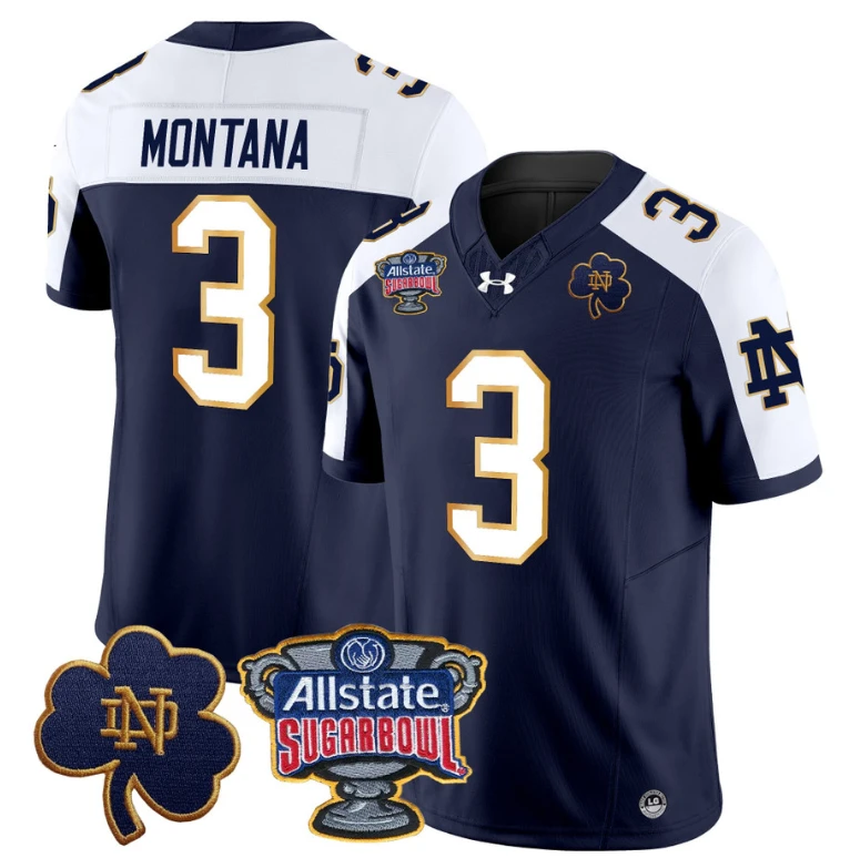 Joe Montana Jersey #3 Notre Dame 2024 Sugar Bowl Patch Football Alternate by NCAA Football Jersey