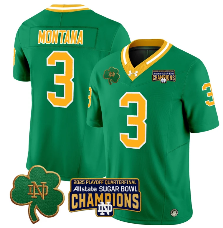 Joe Montana Jersey #3 Notre Dame 2025 Sugar Bowl Champions Throwback by NCAA Football Jersey