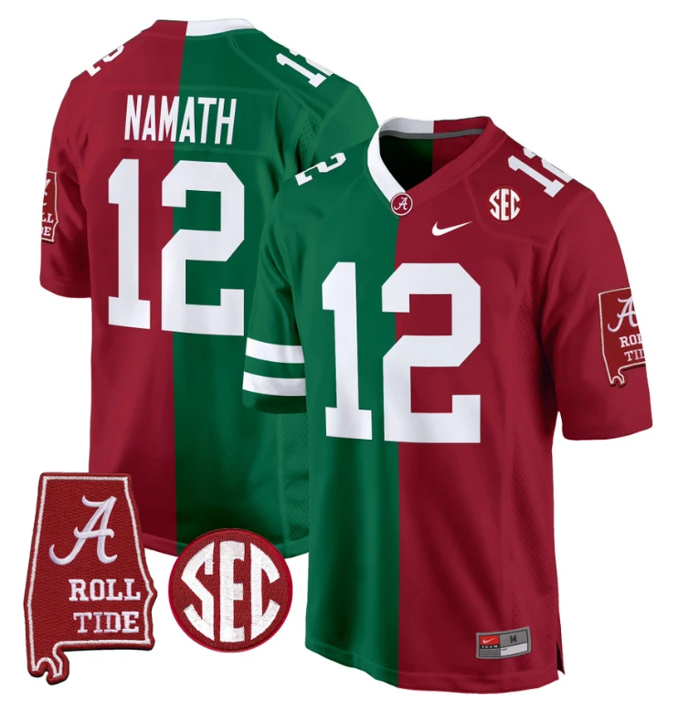 Joe Namath Jersey #12 Alabama Crimson Tide Split Football Game Stitched by NCAA Football Jersey