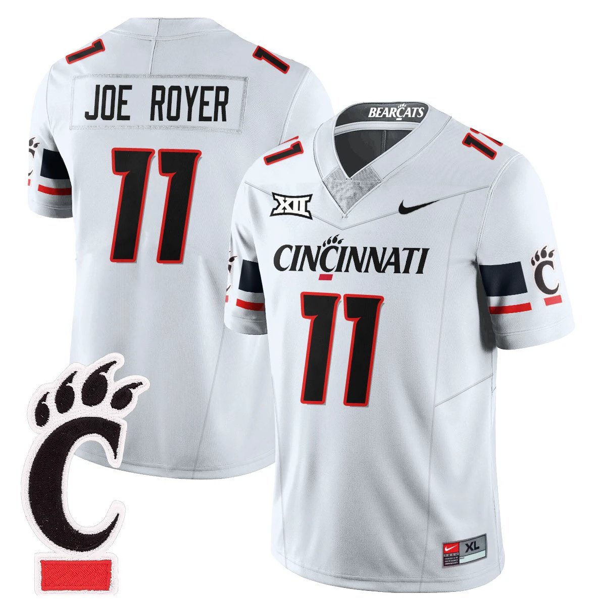 Joe Royer Jersey #11 Cincinnati Bearcats Football 2025 Stitched White by NCAA Football Jersey