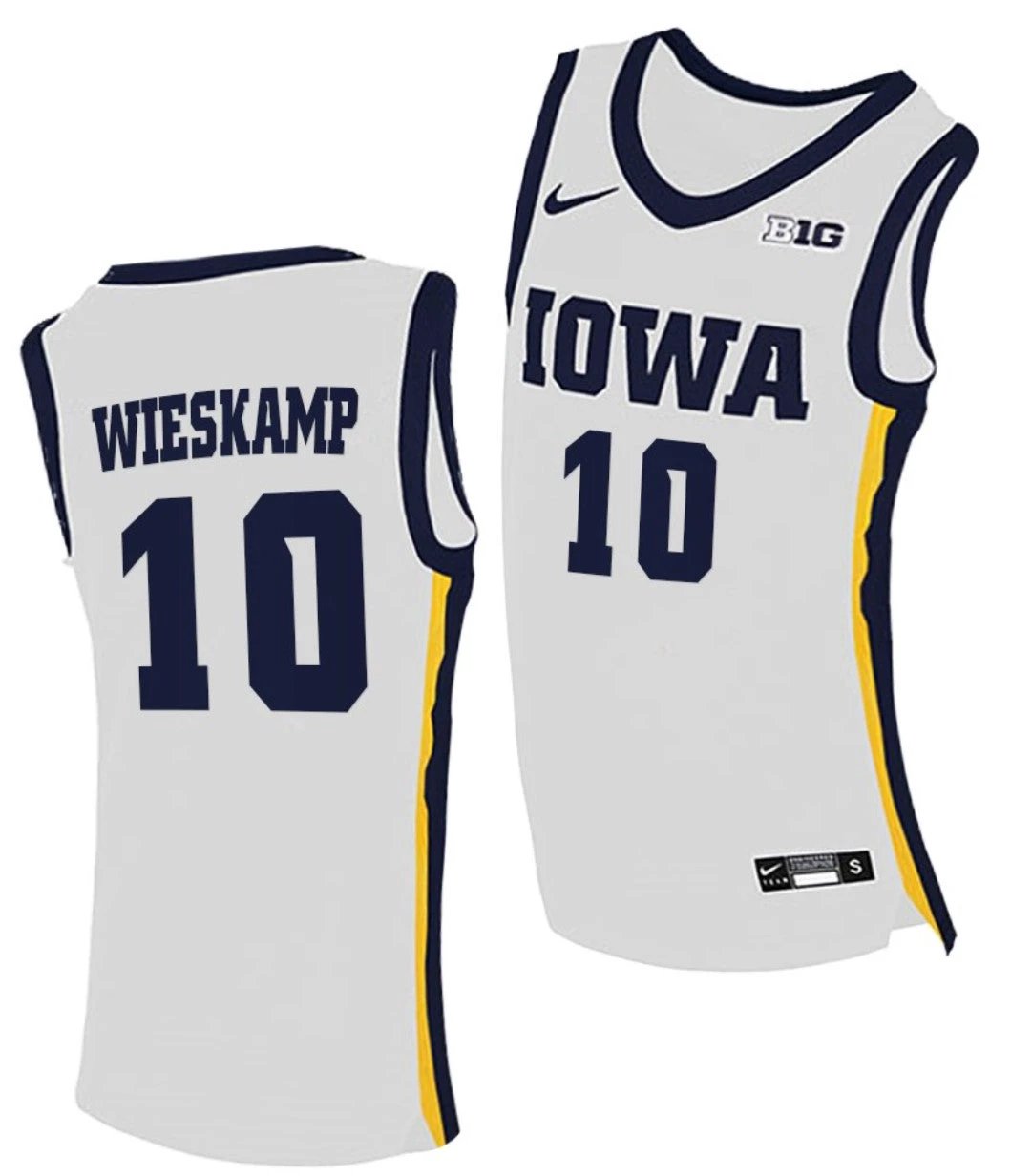 Joe Wieskamp Jersey Iowa Hawkeyes College Basketball White #10 by My store basketball
