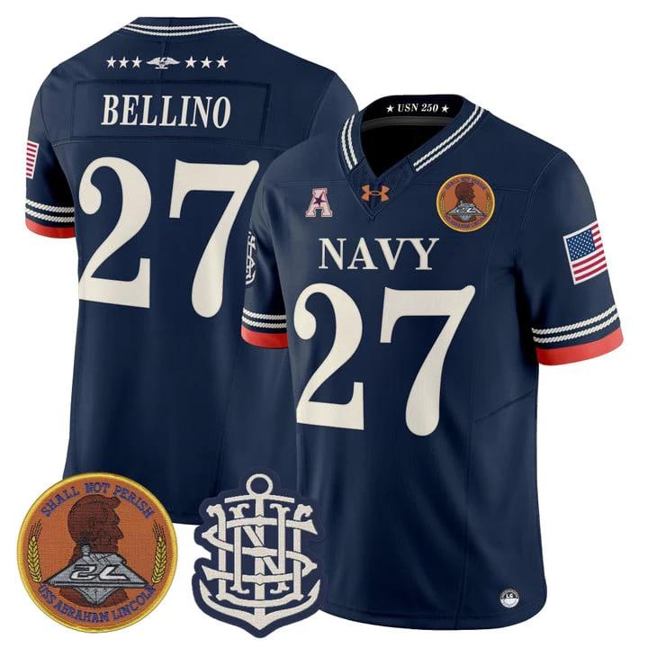 Joe Bellino Jersey #27 Navy Midshipmen 250th Anniversary Stitched by My Store NCAA Football Jerseys