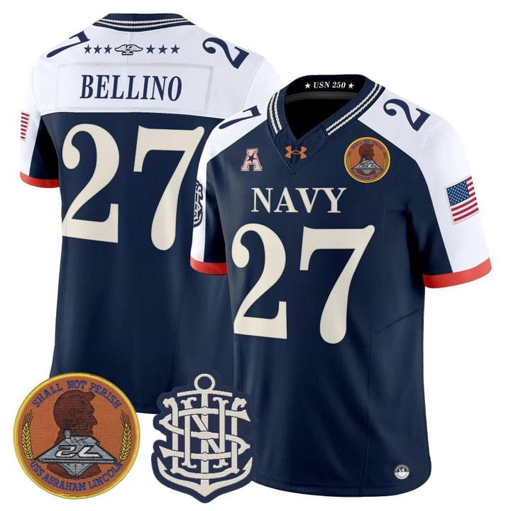 Joe Bellino Jersey #27 Navy Midshipmen 250th Anniversary Stitched by My Store NCAA Football Jerseys