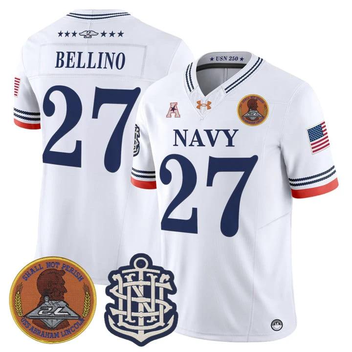 Joe Bellino Jersey #27 Navy Midshipmen 250th Anniversary Stitched by My Store NCAA Football Jerseys