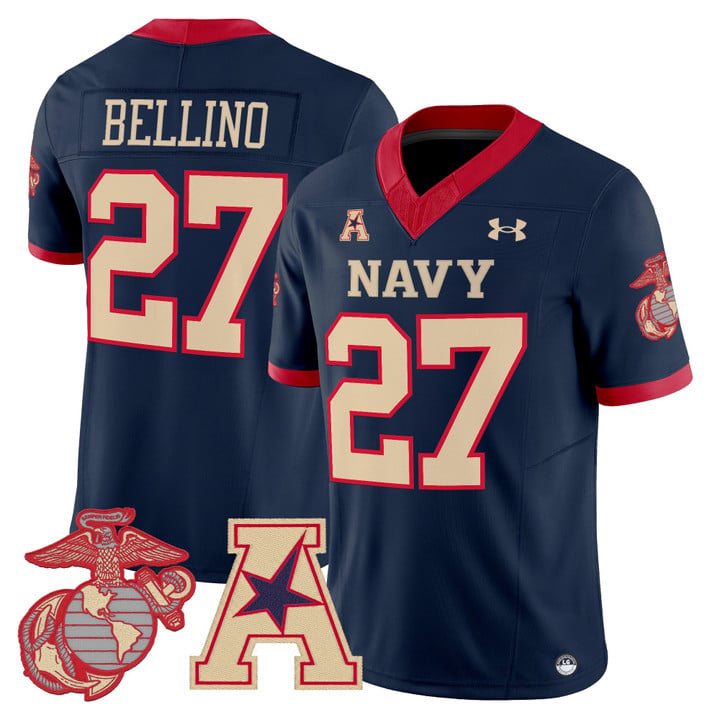 Joe Bellino Jersey #27 Navy Midshipmen Vapor USMC Premier Stitched by My Store NCAA Football Jerseys