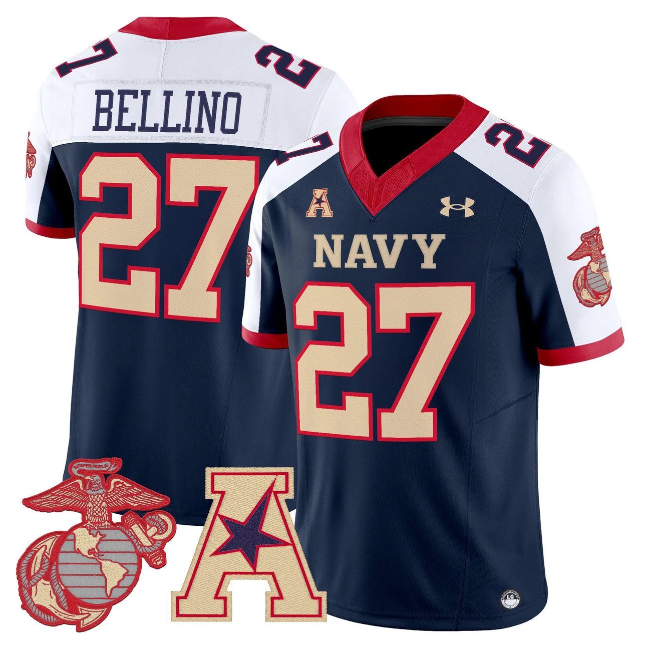 Joe Bellino Jersey #27 Navy Midshipmen Vapor USMC Premier Stitched by My Store NCAA Football Jerseys