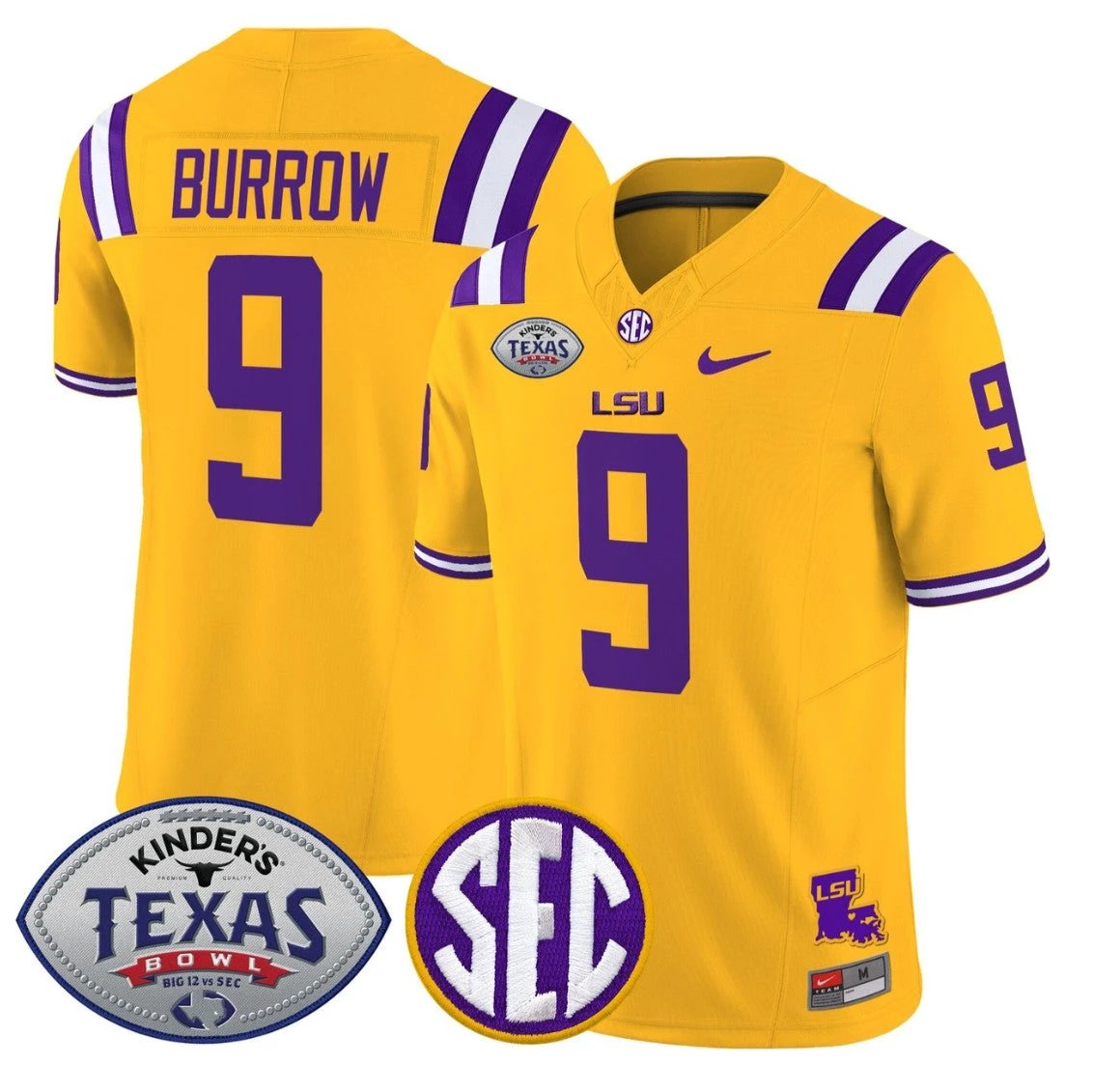 Joe Burrow Jersey #9 LSU Tigers 2025 Texas Bowl Limited Stitched by My Store NCAA Football Jerseys