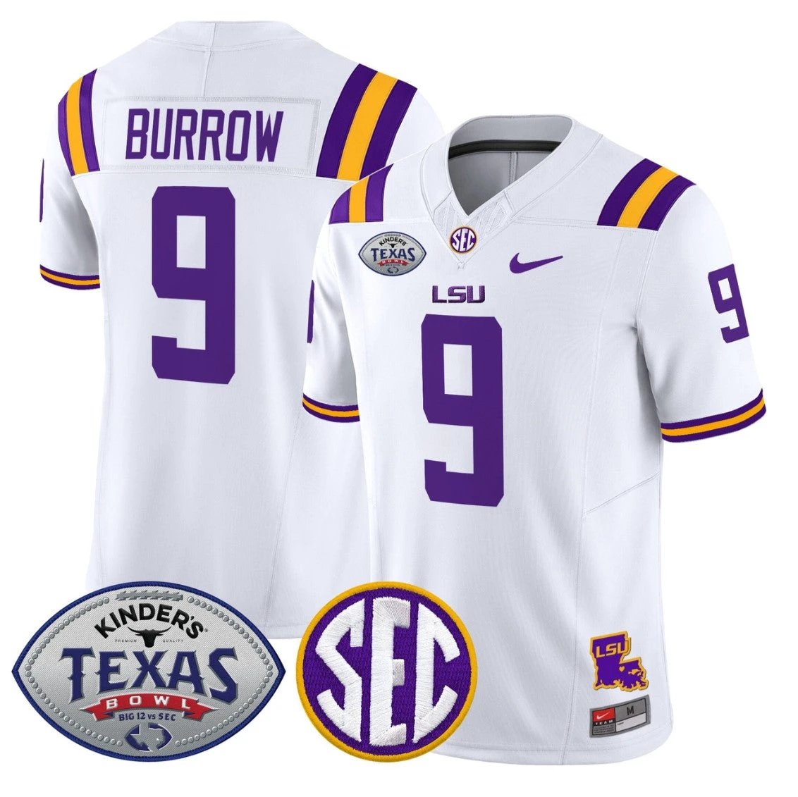 Joe Burrow Jersey #9 LSU Tigers 2025 Texas Bowl Limited Stitched by My Store NCAA Football Jerseys