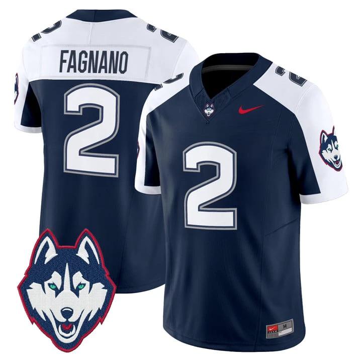 Joe Fagnano Jersey #2 UConn Huskies 2025 Vapor Limited Stitched by My Store NCAA Football Jerseys