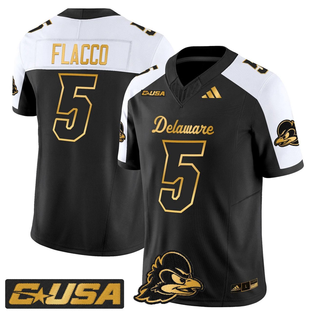 Joe Flacco Jersey #5 Delaware Blue Hens 2025 Gold Vapor Stitched by My Store NCAA Football Jerseys