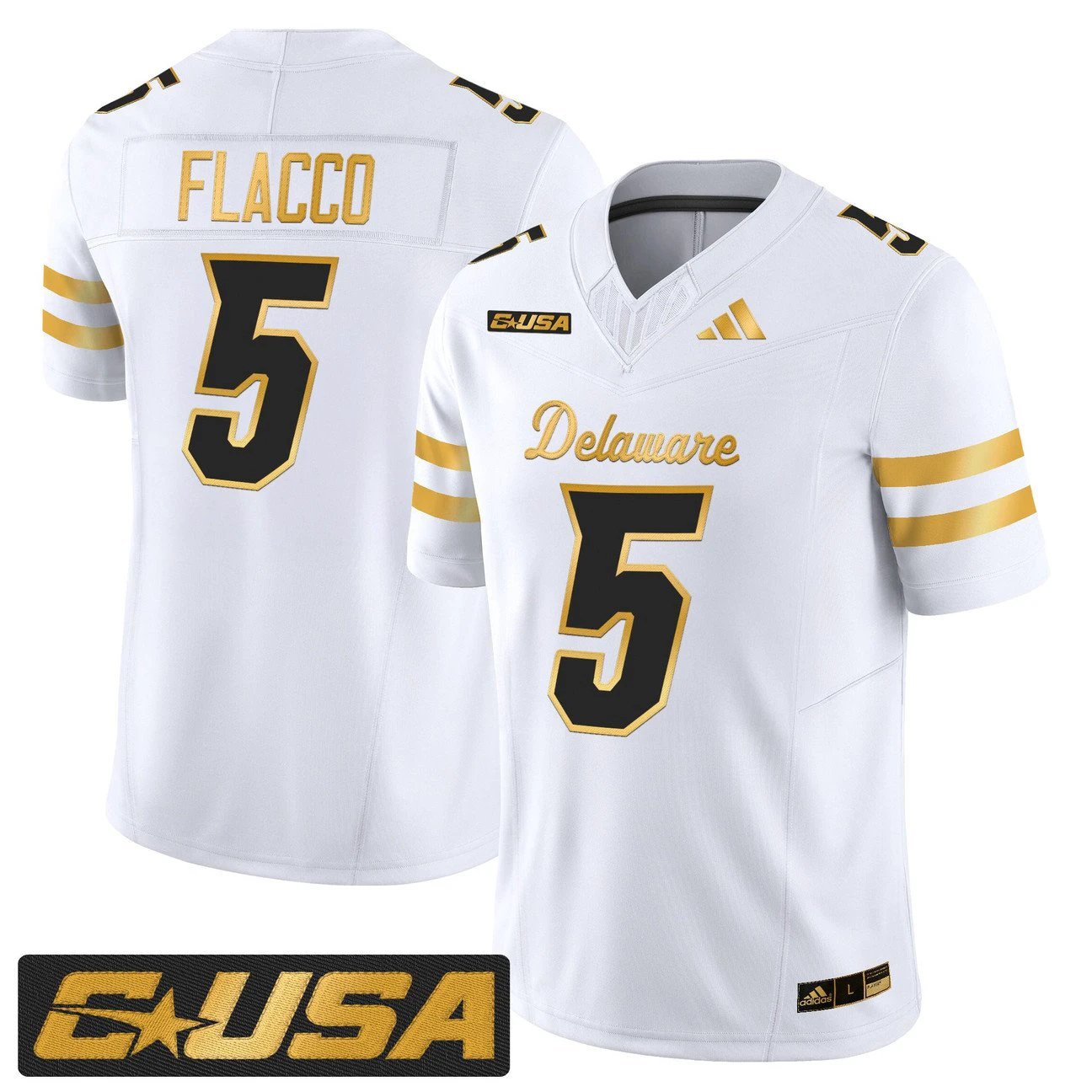 Joe Flacco Jersey #5 Delaware Blue Hens 2025 Gold Vapor Stitched by My Store NCAA Football Jerseys